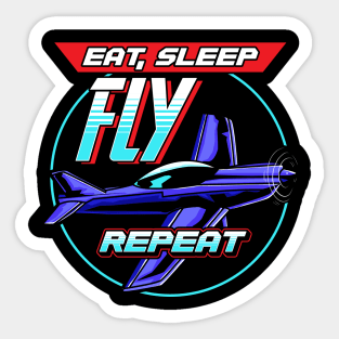 Eat Sleep Fly Repeat Airplane Pilot Aviation Pun Sticker